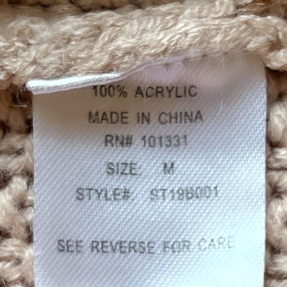 Charlotte Russe Cowl Neck Cable Knit Sweater Nude w/ Pink Undertones Size Medium - Picture 6 of 7